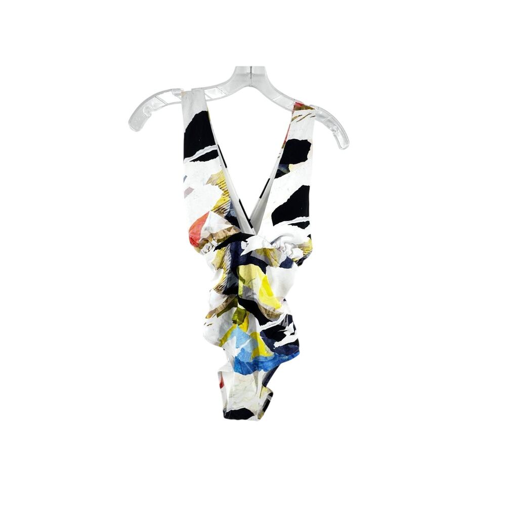 CALIA Women's Cutout Halter One Piece Swimsuit Collage Pure White Size 6